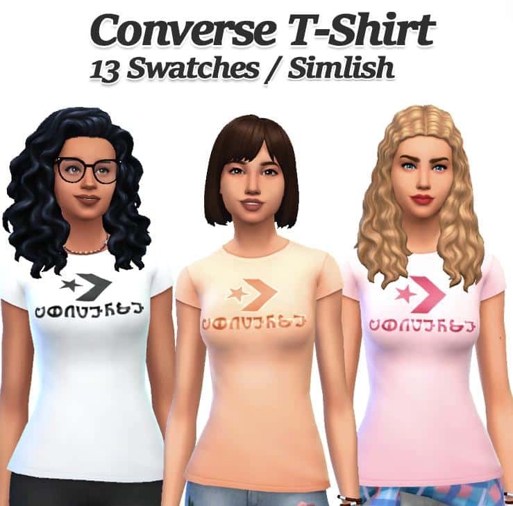 Simlish Converse T-Shirt: Shiny Logo, 13 Swatches for Females - Base Game