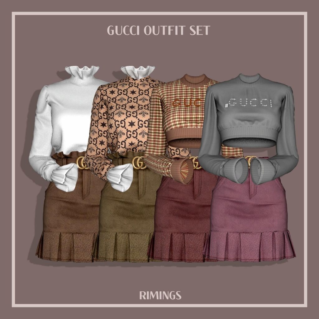 Gucci Ruffle Blouse with Gucci Belt & Pleated Skirt [Alpha]
