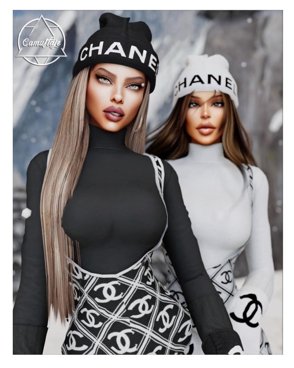 chanel ski collection (female) - beanie & mittens (hat&gloves) by camuflaje