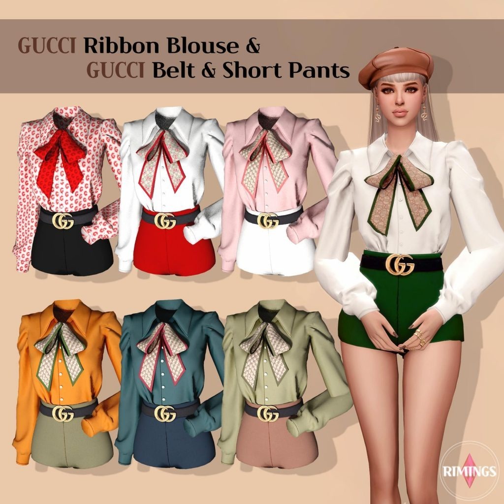 Female Gucci Ribbon Blouse & Shorts with Gucci Belt [MM]