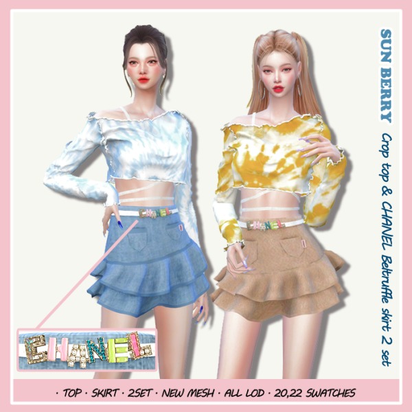 Sunberry Elegance: Chic Chanel-Inspired Skirt & Top Set (#AlphaCC Collection)