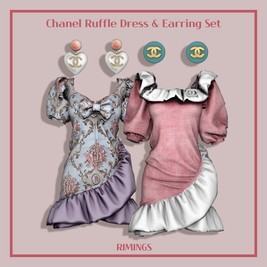 [RIMINGS] Chanel Ruffle Dress & Earring Set | RIMINGS
