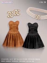 [SUNBERRY]F/W Leather Dress& Chanel Acc SET 24.70(Early access)SIMS4CC