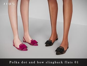 Polka Dot Slingbacks Flats with Bow Accent [Alpha]