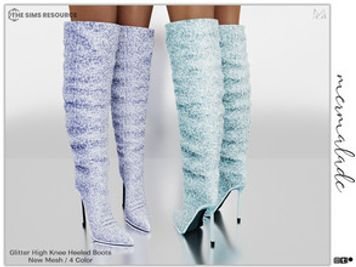 Glitter High Knee Heeled Boots S90