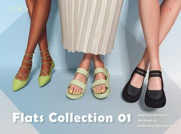 Flats Collection ( Suade Lace Up / Double Strap Sandals ) [MM]