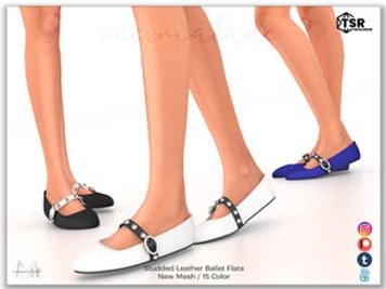 Studded Leather Ballet Flats S370 (Female)