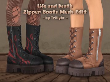 Life and Death Zipper Boots Mesh Edit