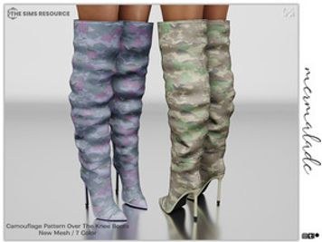 Camouflage Pattern Over The Knee Boots S128