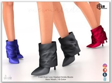 Fold Over Low Heeled Ankle Boots S369