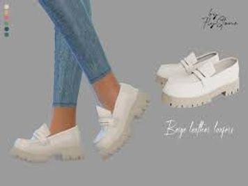 The Sims Resource | "Penny" beige leather loafers