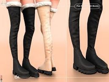 The Sims Resource | Fur Knee High Boots S386