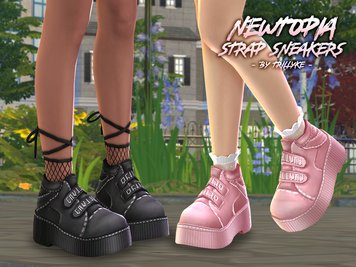 Newtopia Strap Sneakers (Female Tops  & Shoes, Alpha CC, Trendy Clothes)