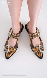 Ganni Feminine Buckle Ballerina Flats