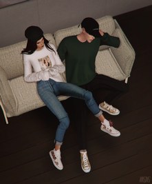 High Sneakers with Flowers & Checkered Design For Adults [MM]