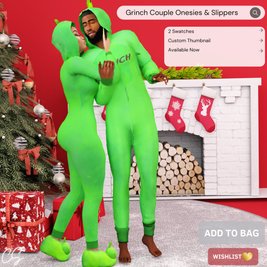 Grinch Couple Onesies & Slippers 🎄 | CeceSims Xo