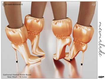 Gathered Heeled Ankle Boots (Recolor)