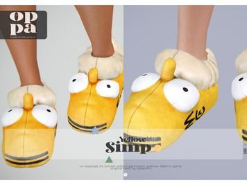 OppaSims™ Sunshine Comfort: Chic Yellow Simp Slippers (Alpha CC Female Footwear)