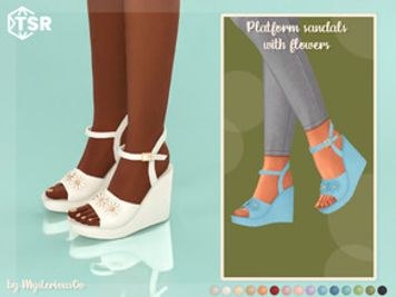 Platform sandals with flowers