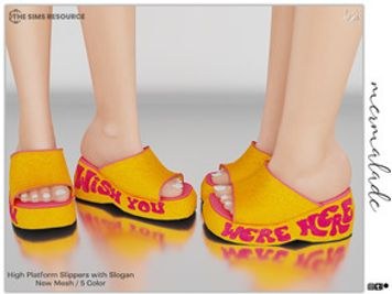 High Platform Slippers with Slogan S145