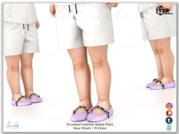 Studded Leather Ballet Flats S372 (Toddler)