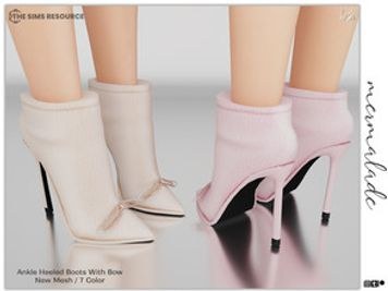 Ankle Heeled Boots With Bow S146