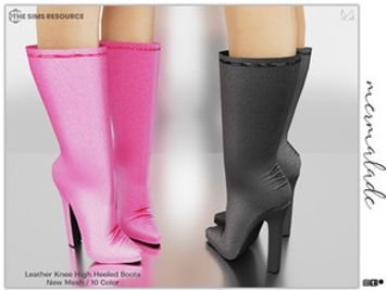Leather Knee High Heeled Boots S77