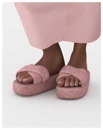 Crossed Straps Fluffy Slippers [ALPHA]