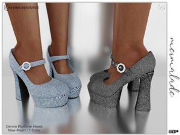 Denim Platform Heels S102