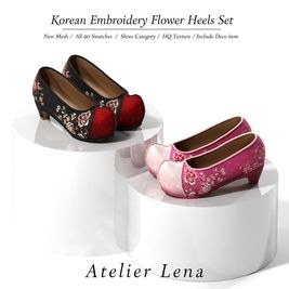 [Atelier Lena] Korean Embroidery Flower Heels Set