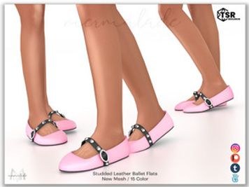 Studded Leather Ballet Flats S371 (Child)