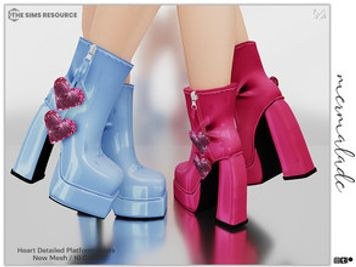 Heart Detailed Platform Boots S109