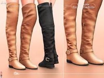 The Sims Resource | Gold Buckle Over The Knee Boots S378