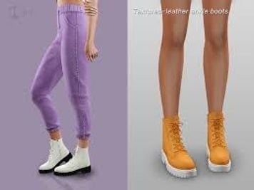 The Sims Resource | Jius-Textured-leather ankle boots