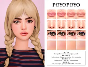 🌸 Makeup Set N19 | LIPS N28 | FRECKLES N1 | EYLINER N8 | BLUSH N8 by Poyo