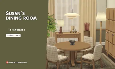 Susan Dining Room Set ( Chair/ Table/ Lamp/ Wallpaper/ Floor ) [MM] by PIERISIM