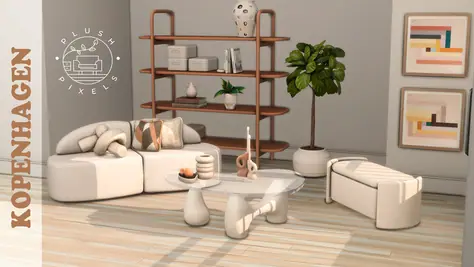Kopenhagen Living Room ( Sofa/ Storage/ Décor/ Plant/ Table/ Vase) [MM] by PLUSHPIXELS