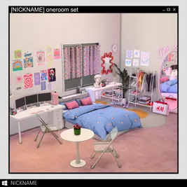 Room Decor Set [ Desk / Bed / Dresser / Chair / Poster / Shoes / Mirror ) [MM] by NICKNAME_SIMS4