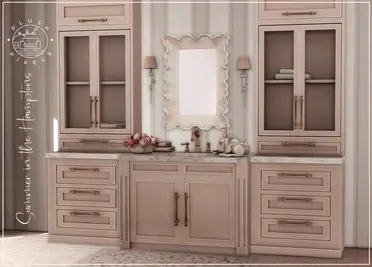 Summer in the Hamptons Part 2 ( Sink/ Cabinet/ Lamp/ Makeup Clutter/ Bathroom Clutter/ Mirror/ Plant ) by PLUSHPIXELS
