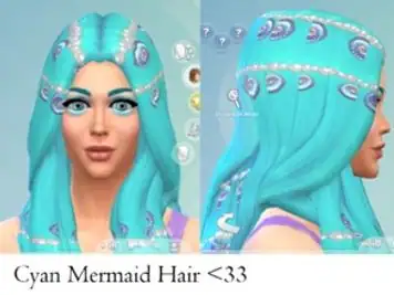 Cyan Mermaid Hair (pearls and shells)