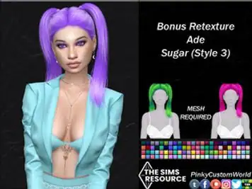 Bonus Retexture of Sugar (Style 3) hair by Ade