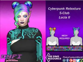 Cy-Fi - Cyberpunk Retexture of Lucia II hair by S-Club
