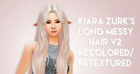 Long Messy Hair V2 and Med Wavy Conversion by Kiara Zurk - Recolored/Retextured