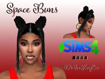 The Sims Resource | Space Buns Hair