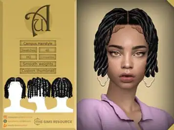 Campus - short twisted locs for female sims