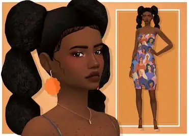 Chic Sim Style: Hair, Dress, Shoes, Earrings, Necklace, Nails, Scrunchie, Babyhair