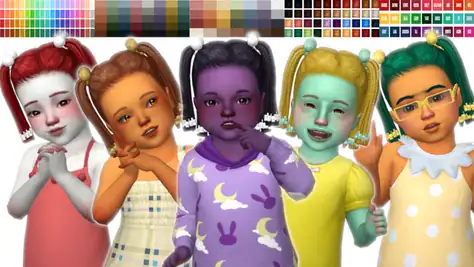 @plumbobteasociety​‘s Precious braids for kids and tots in five palettes!