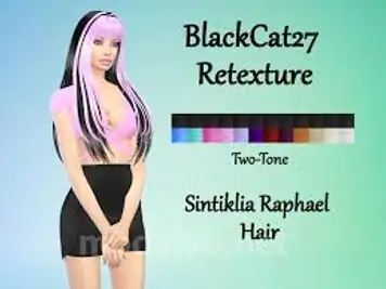 Download Sintikila Raphael Hair Retexture Two-Tone Black for The Sims 4