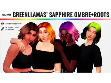 Kingfakey's Emerald Tresses: Sapphire Hair Overlays for Green Llamas [Alpha CC Female Hair]