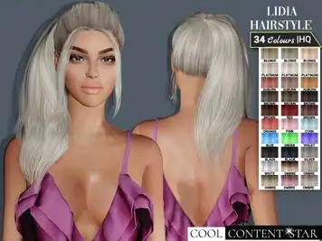 Lidia's Rainbow Ponytail (34-Color  Hairstyle Pack for Long Hair, Female Accessories & Hats)